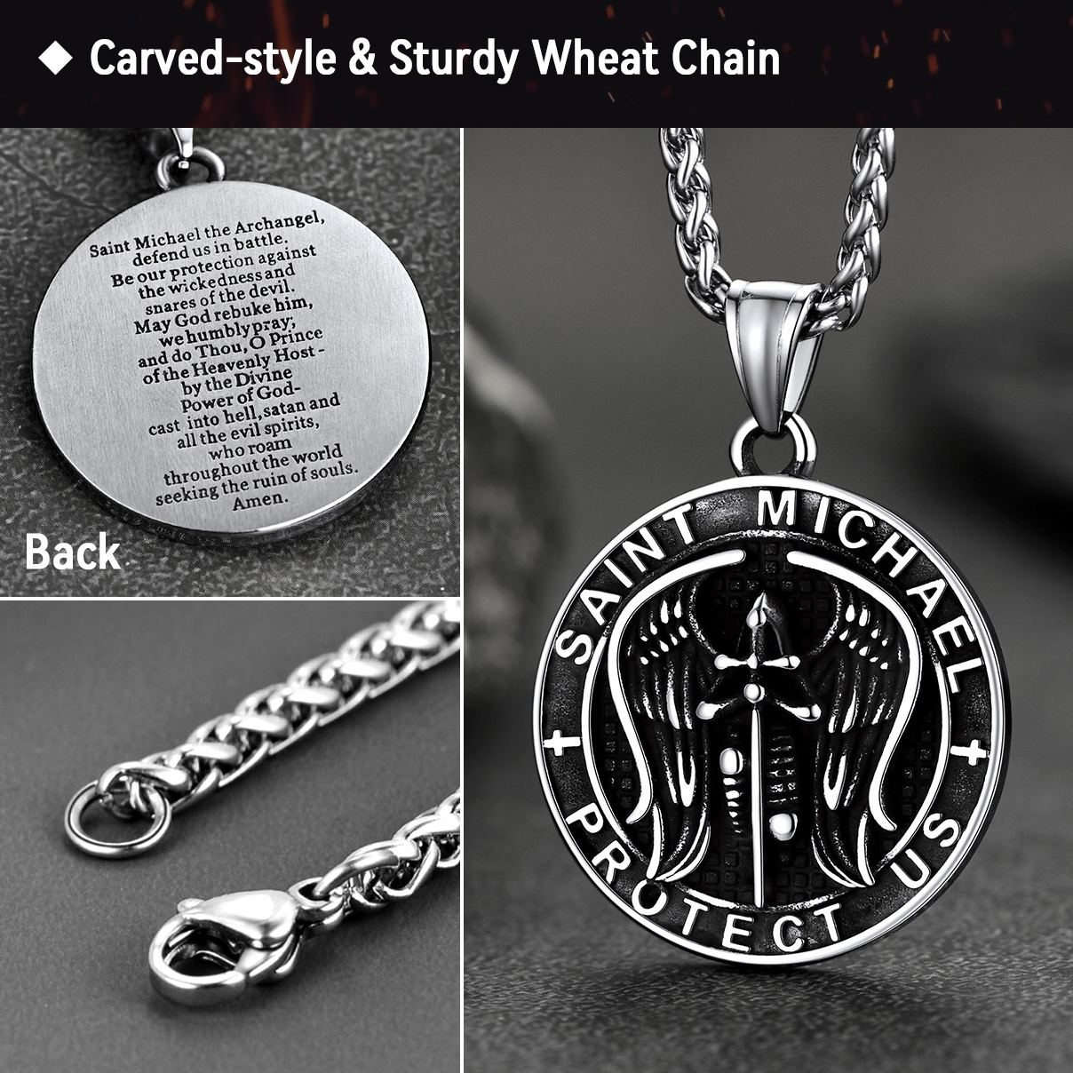 Angel Wing Stainless Steel Pendant Necklace for Men