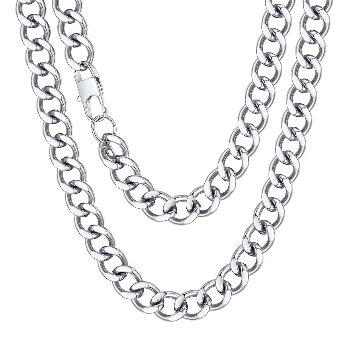 Chunky Stainless Steel Cuban Link Chain Necklace 18-20"