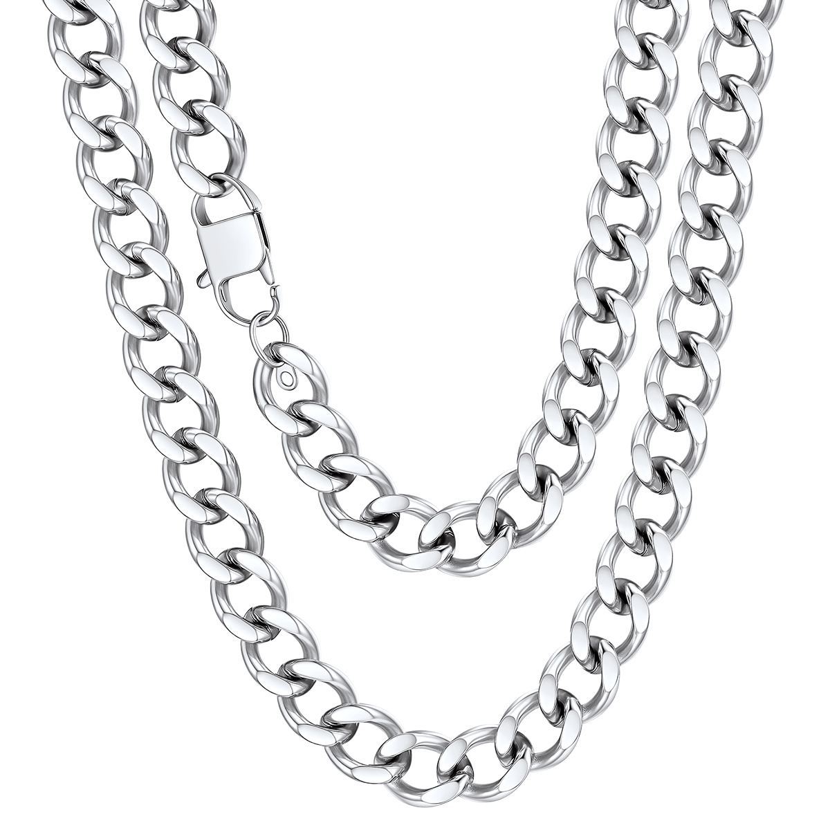 Chunky Stainless Steel Cuban Link Chain Necklace 18-20"