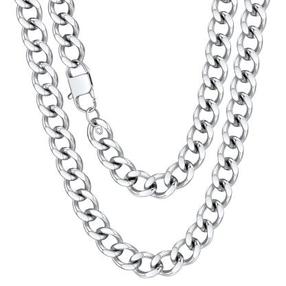 Chunky Stainless Steel Cuban Link Chain Necklace 18-20"