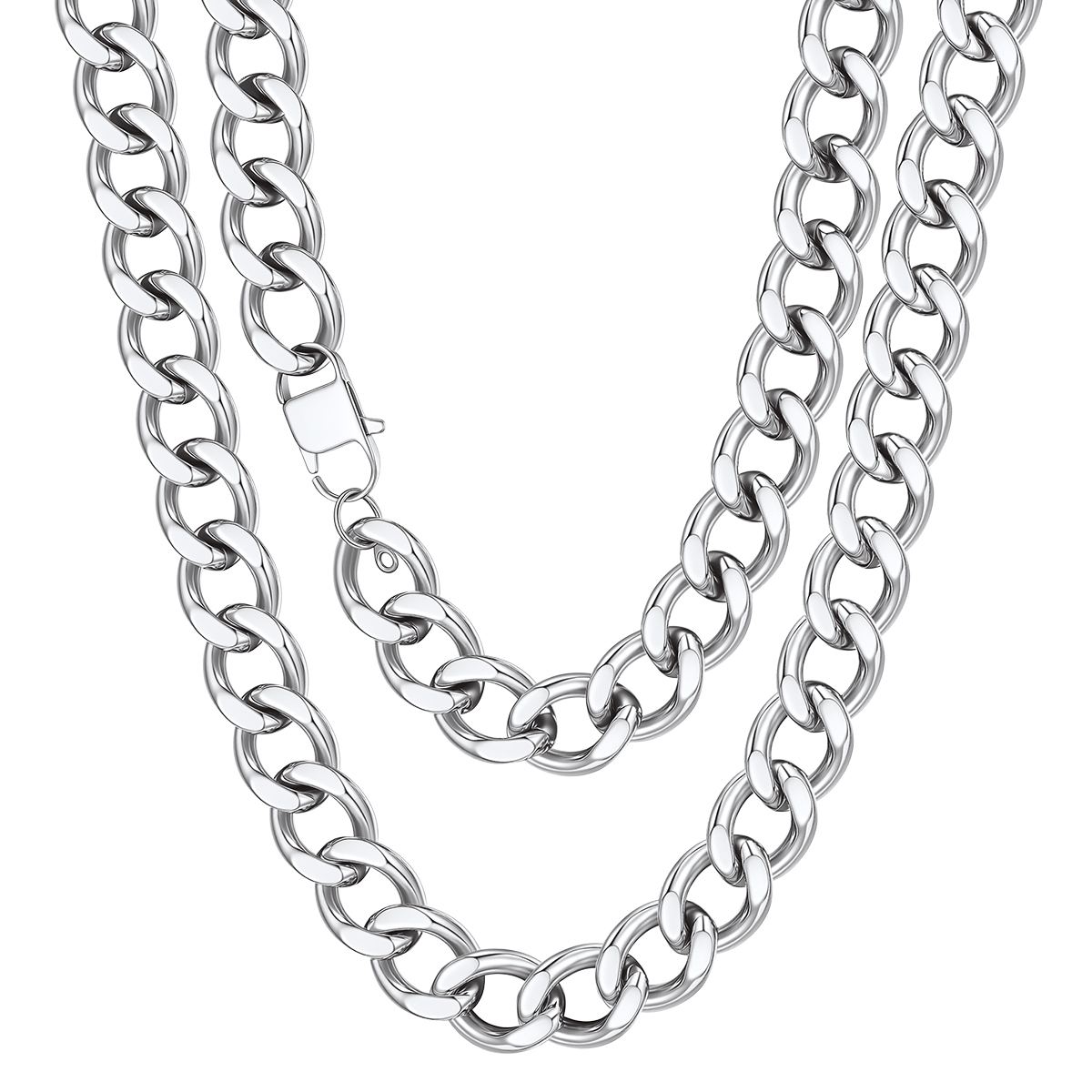 Chunky Stainless Steel Cuban Link Chain Necklace 18-20"