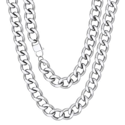 Chunky Stainless Steel Cuban Link Chain Necklace 18-20"