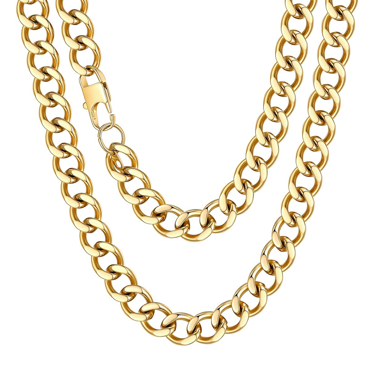 Chunky Stainless Steel Cuban Link Chain Necklace 18-20"