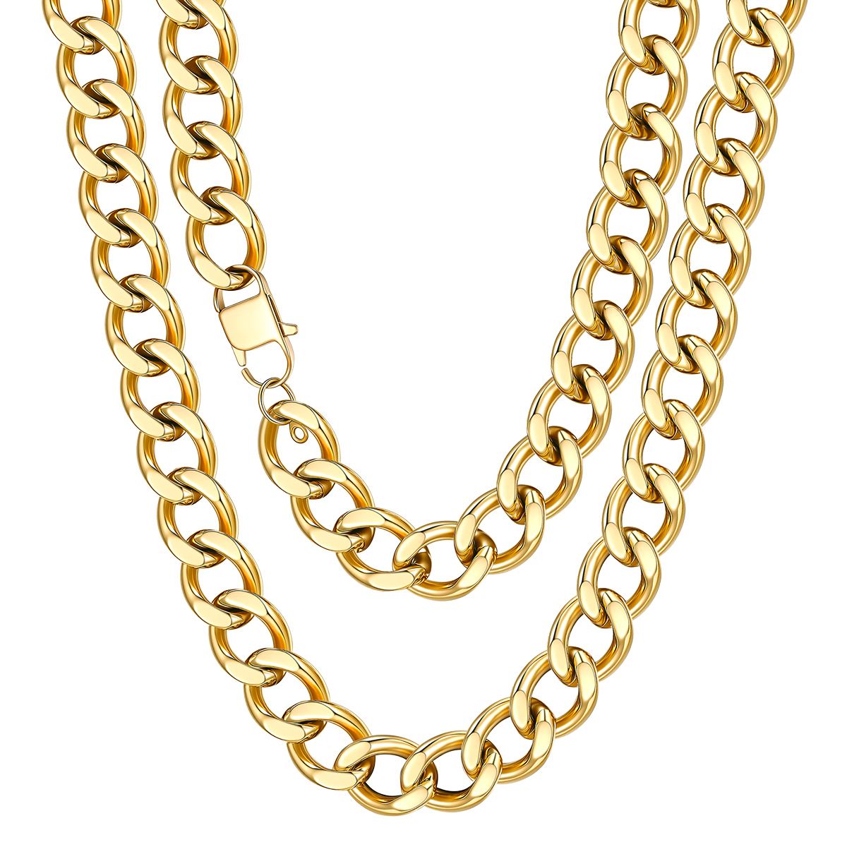 Chunky Stainless Steel Cuban Link Chain Necklace 18-20"