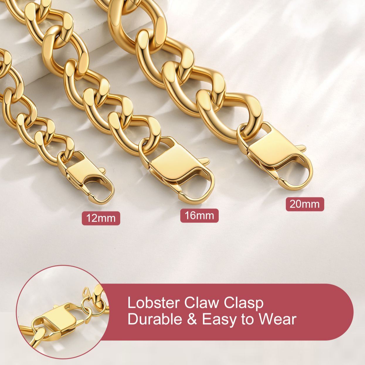 Chunky Stainless Steel Cuban Link Chain Necklace 18-20"