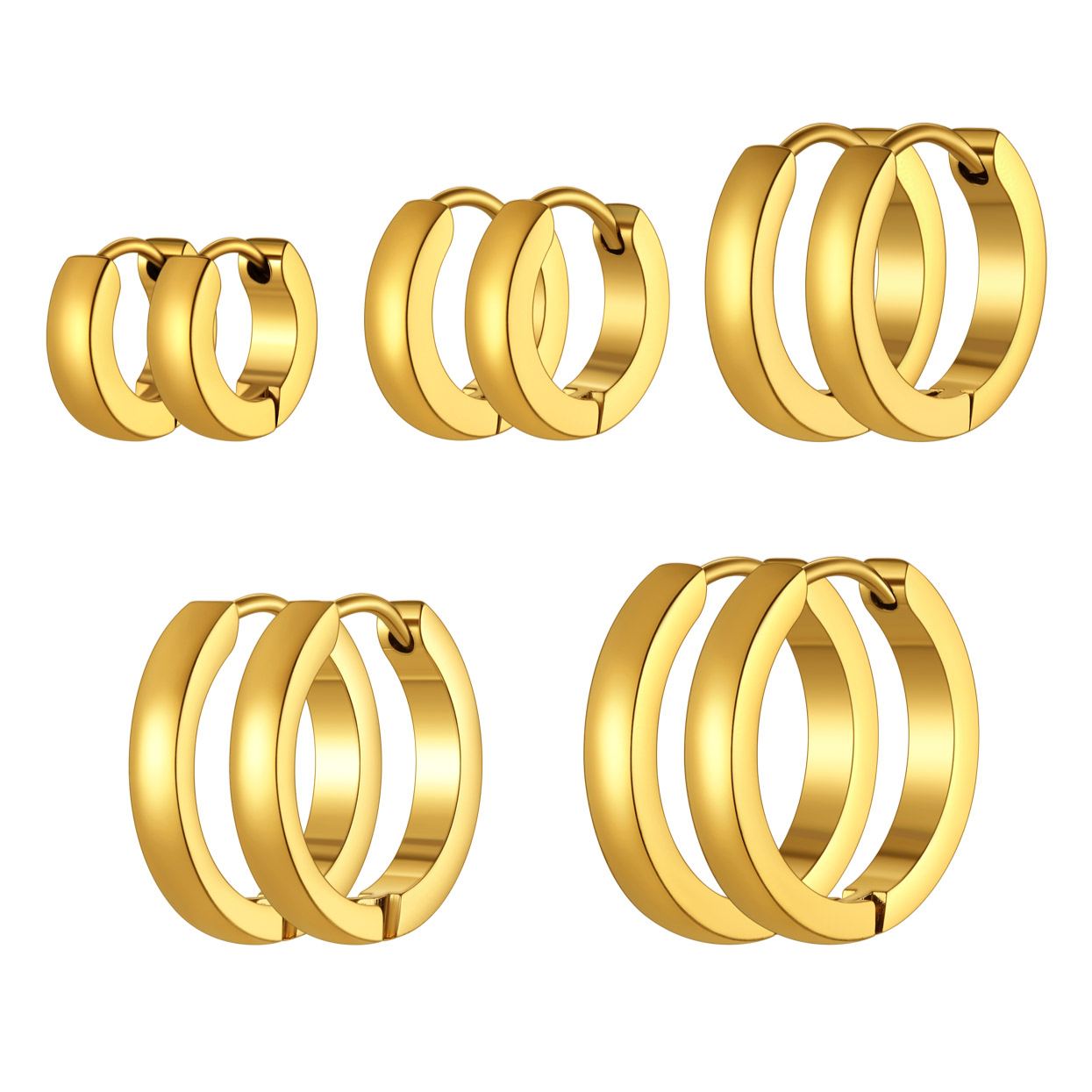 5 Pairs Stainless Steel Earring Hoop Earrings Set For Men Women