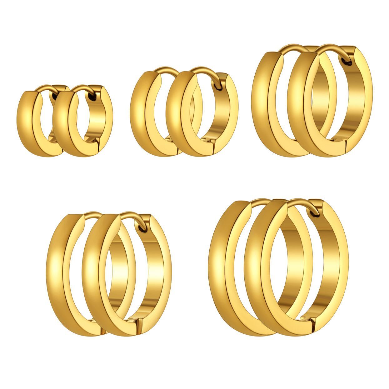 5 Pairs Stainless Steel Earring Hoop Earrings Set For Men Women