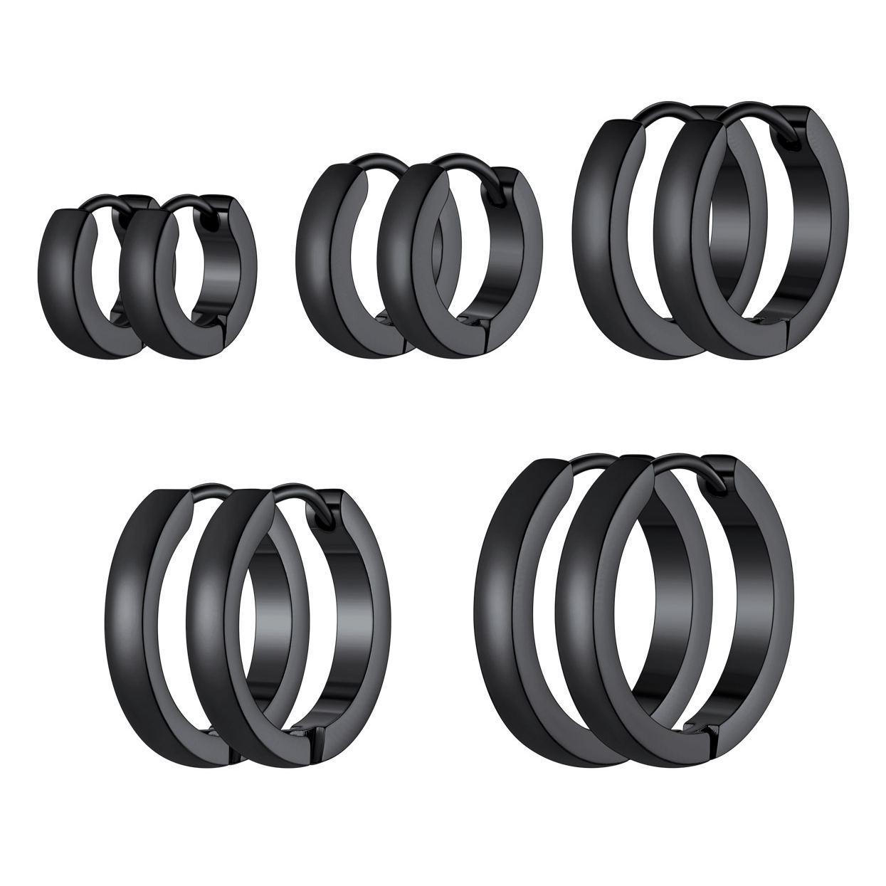 5 Pairs Stainless Steel Earring Hoop Earrings Set For Men Women