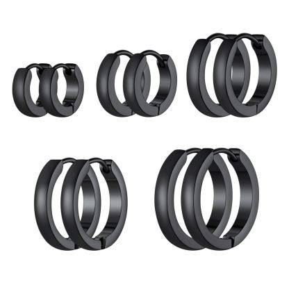 5 Pairs Stainless Steel Earring Hoop Earrings Set For Men Women