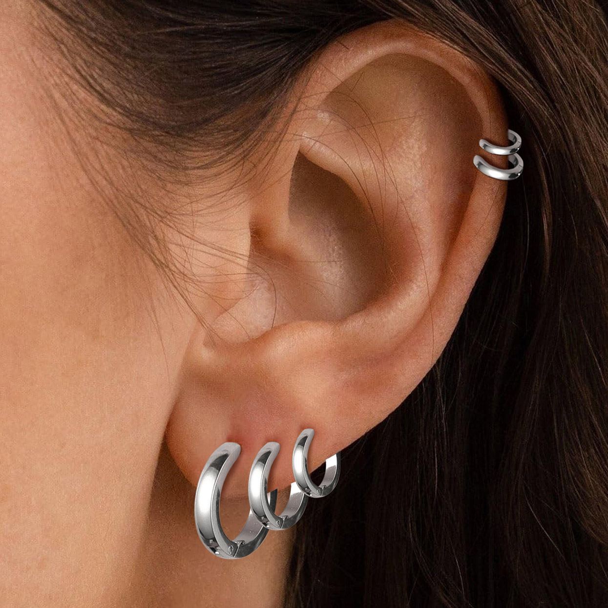 5 Pairs Hoop Earrings Set For Men Women