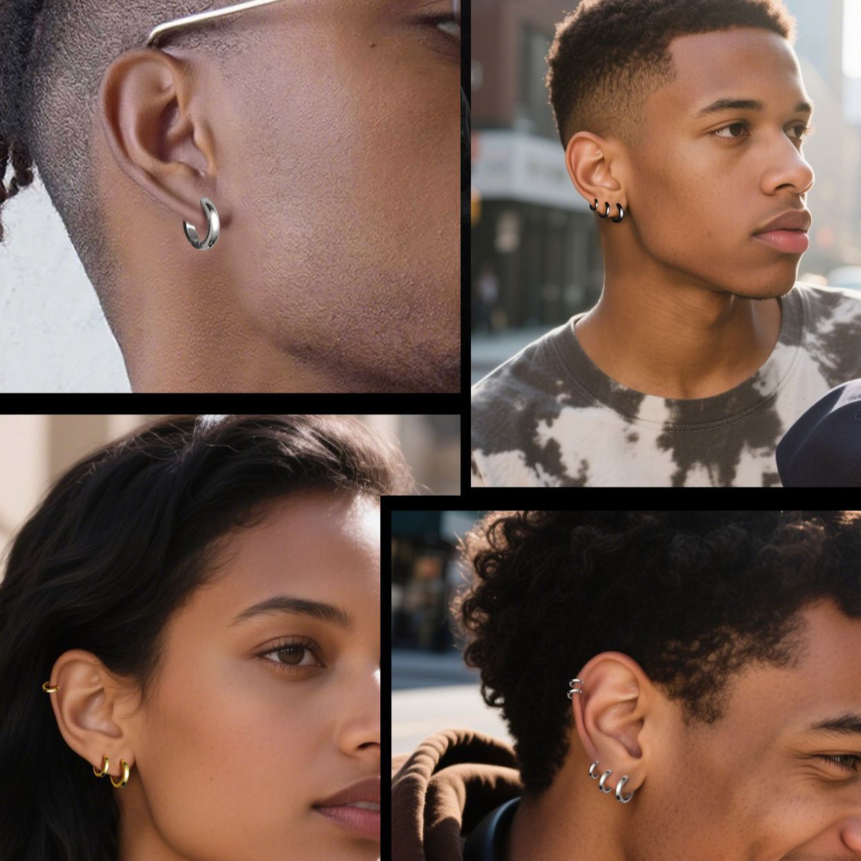 5 Pairs Hoop Earrings Set For Men Women