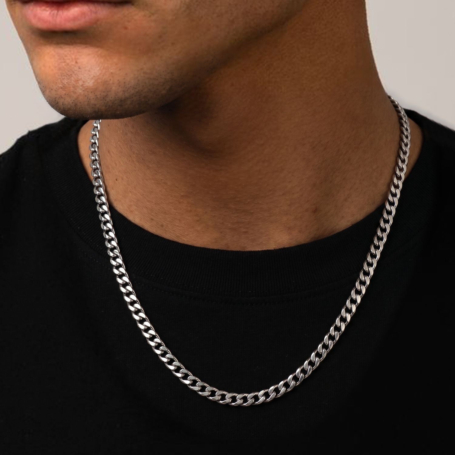 4mm Cuban Link Chain Plain Necklace