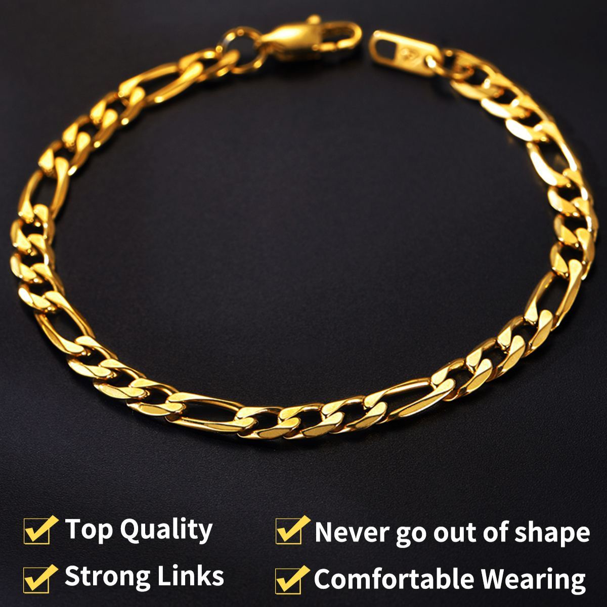 Staliness Steel Figaro Chain Bracelet For Men