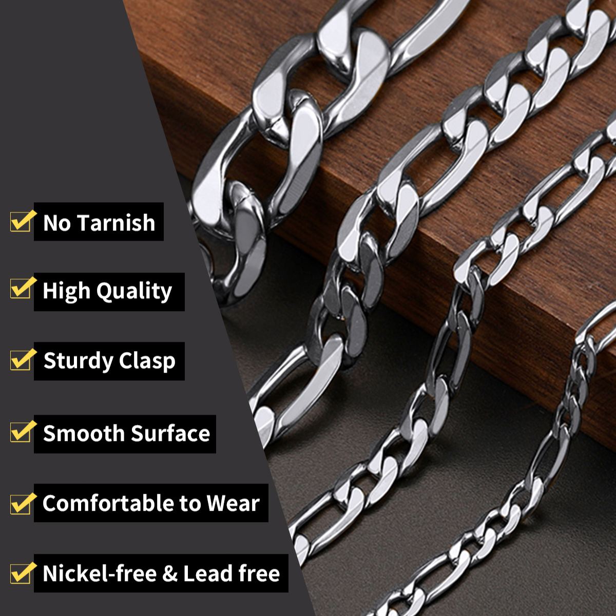 Staliness Steel Figaro Chain Bracelet For Men