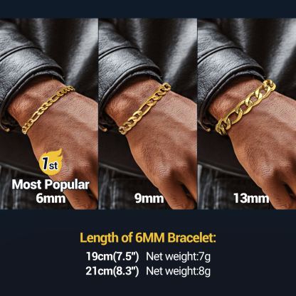 Staliness Steel Figaro Chain Bracelet For Men