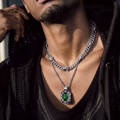Skull Red Ruby Pendant Necklace for Him