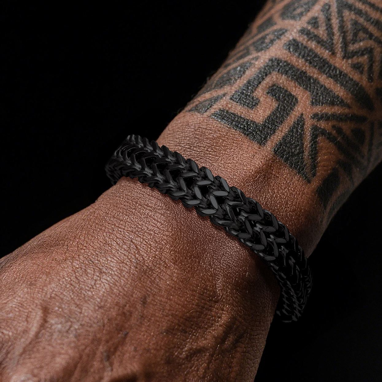 Black Franco Curb Chain Bracelet for Men