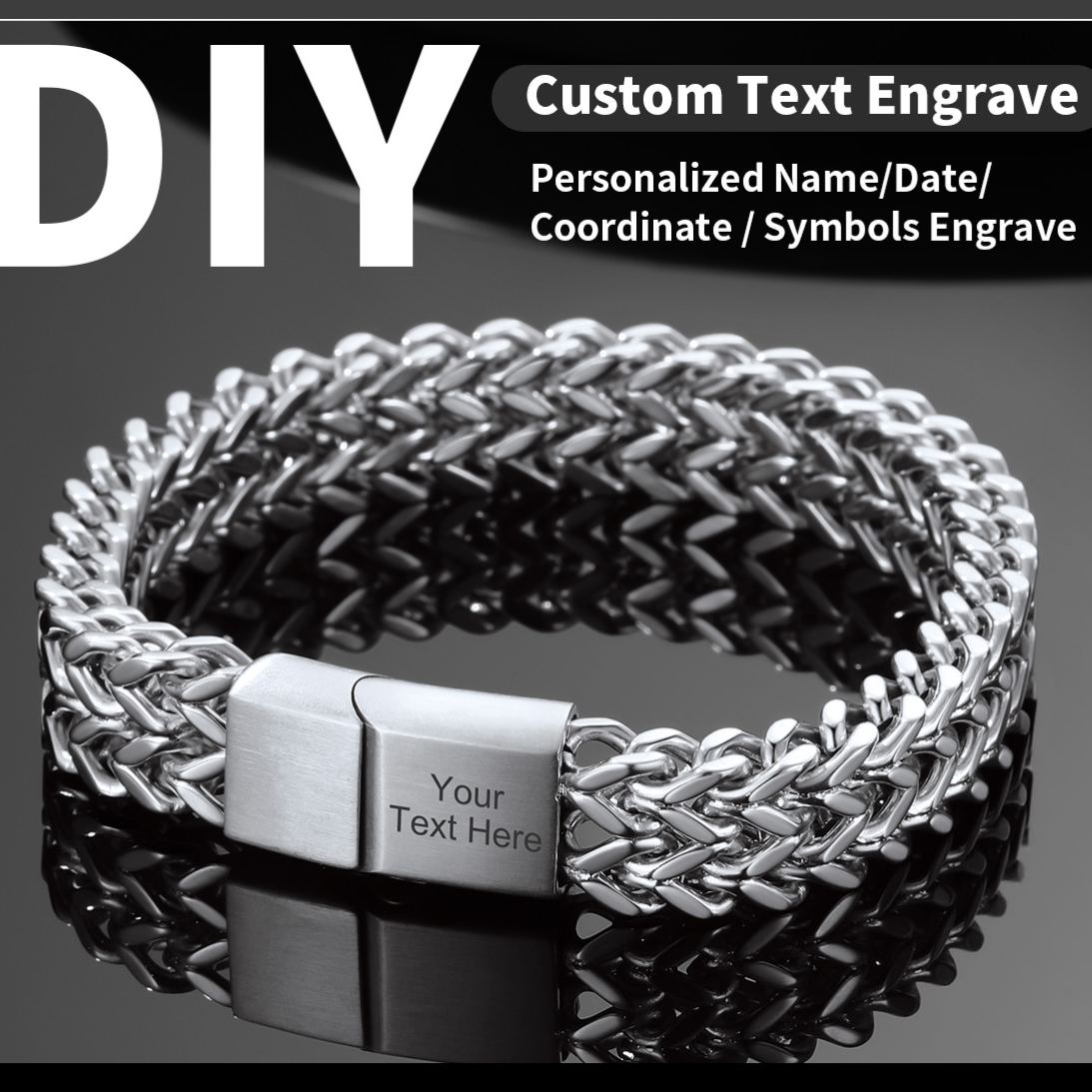 Free Custom Engraving Franco Curb Chain Bracelet