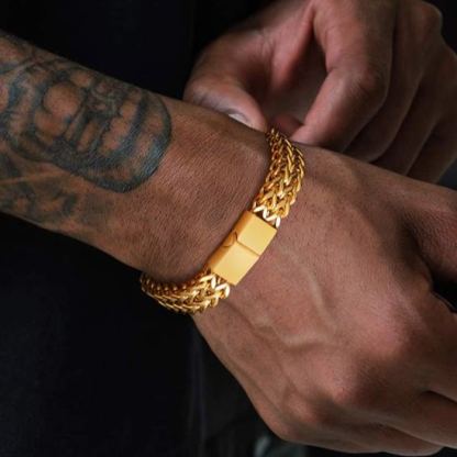 14K Gold Plated Franco Curb Chain Bracelet for Men