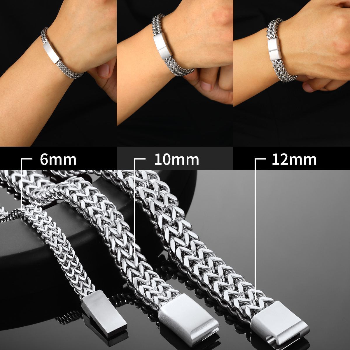 Franco Curb Chain Bracelet for Men in Different Widths 