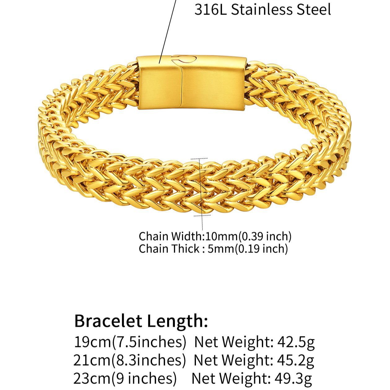 Franco Curb Chain Bracelet Description - Length, Width, Weight