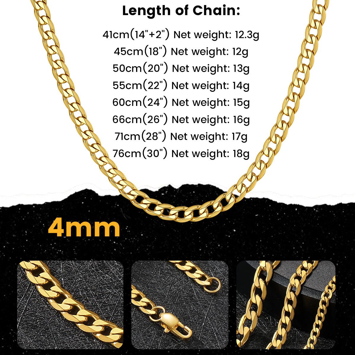 4/6/9/13mm Bold Cuban Link Chain for Men Women
