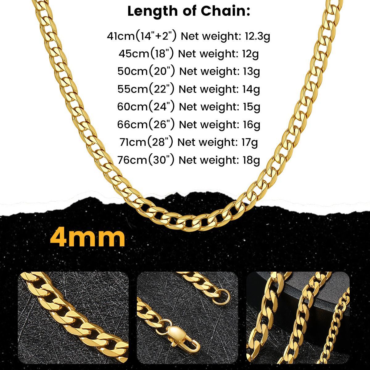 4/6/9/13mm Bold Cuban Link Chain for Men Women