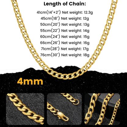 4/6/9/13mm Bold Cuban Link Chain for Men Women