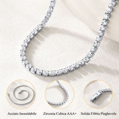 3/5mm Cubic Zirconia Tennis Chain Necklace for Men Women
