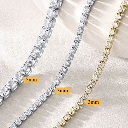 3/5mm Cubic Zirconia Tennis Chain Necklace for Men Women