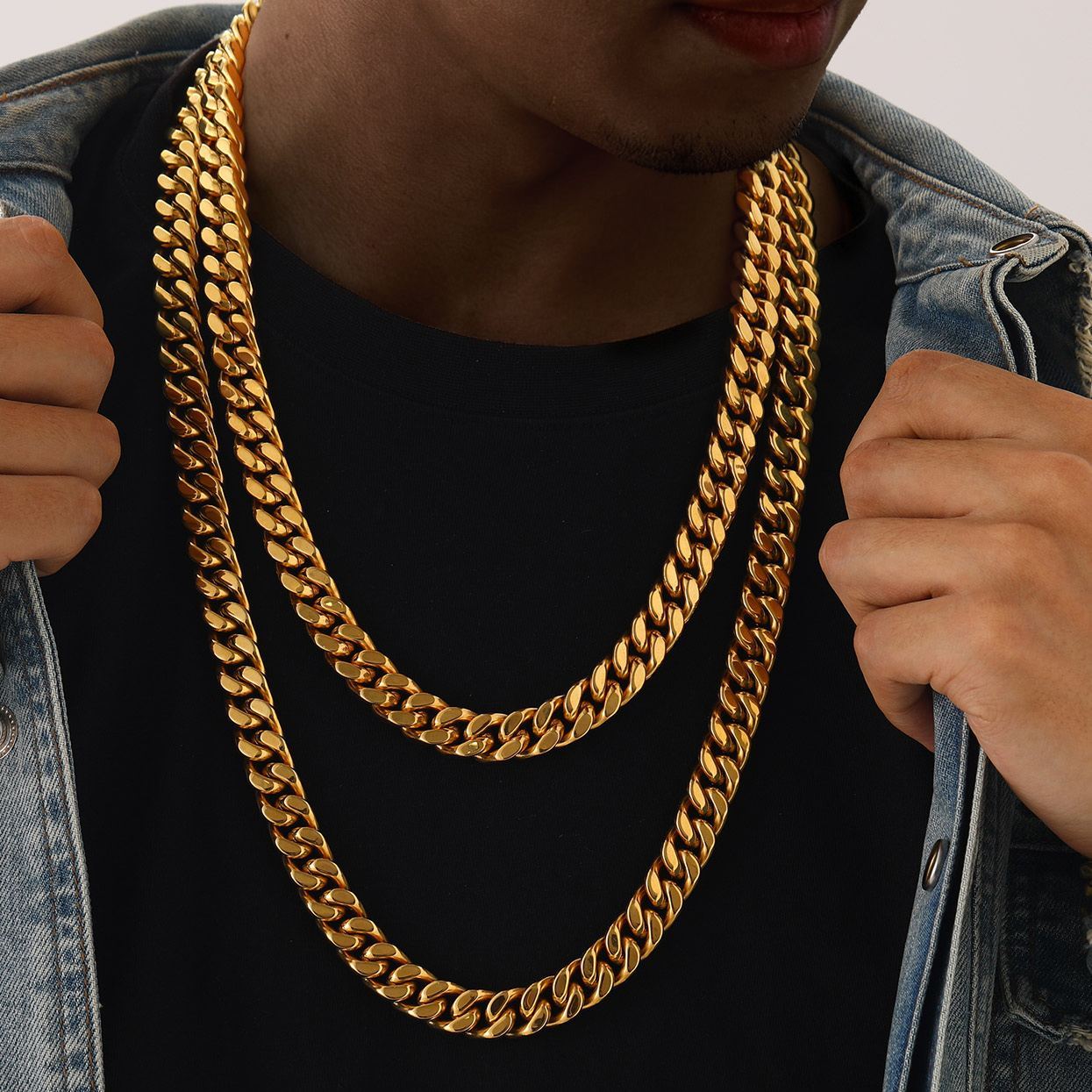 Miami Cuban Link Chain Stainless Steel Necklace for Men 5/7/9/12/14mm
