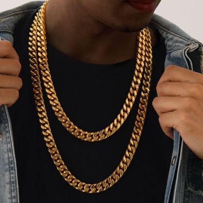 Miami Cuban Link Chain Stainless Steel Necklace for Men 5/7/9/12/14mm