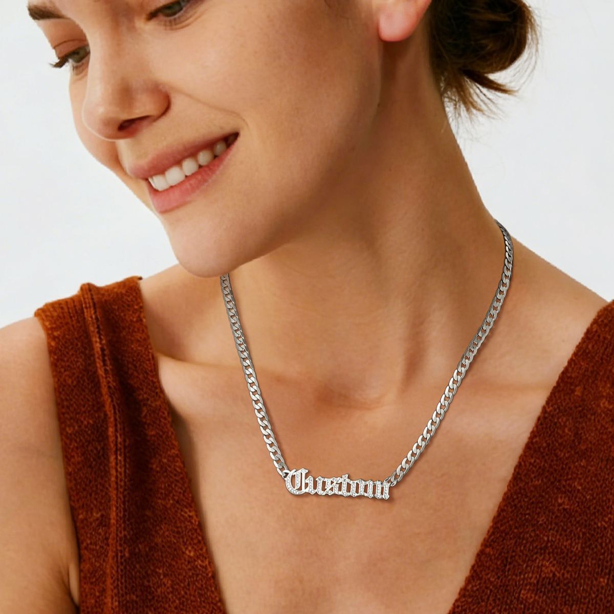 Custom Name Cubic Zirconia Necklace For Her