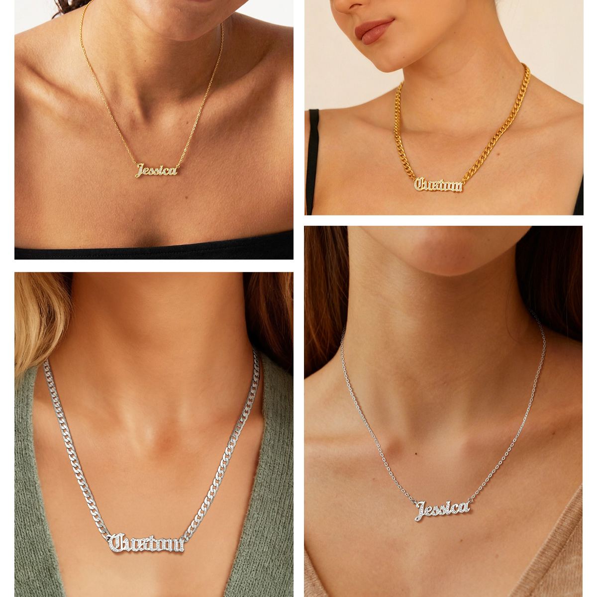 Custom Name Cubic Zirconia Necklace For Her