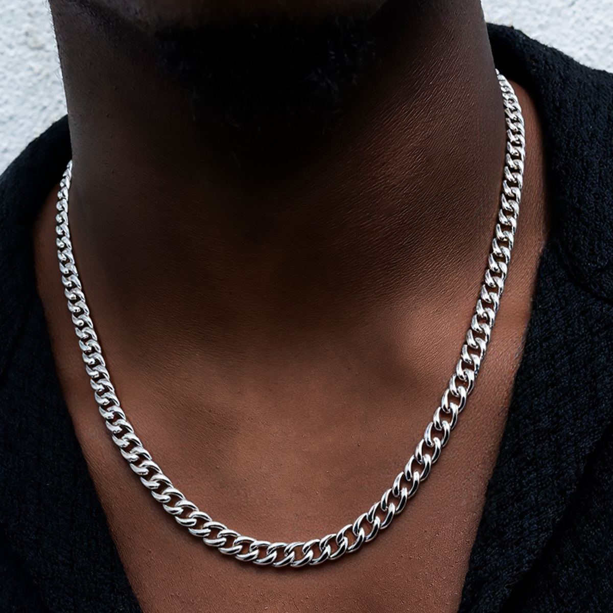 7mm Curb Cuban Link Chain Necklace for Men Women