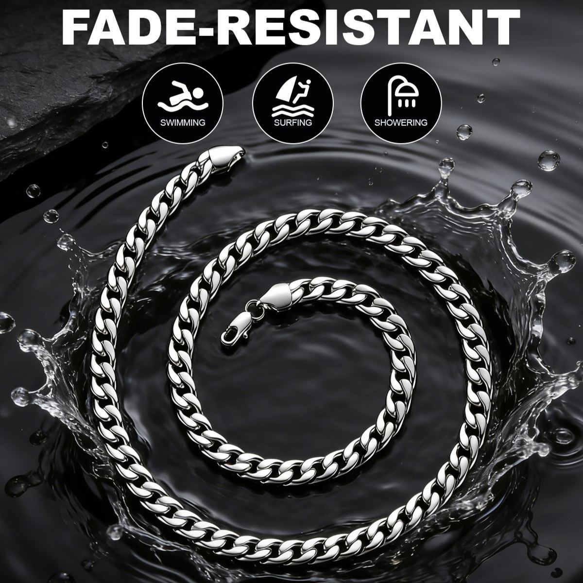 7mm Curb Cuban Link Chain Necklace for Men Women