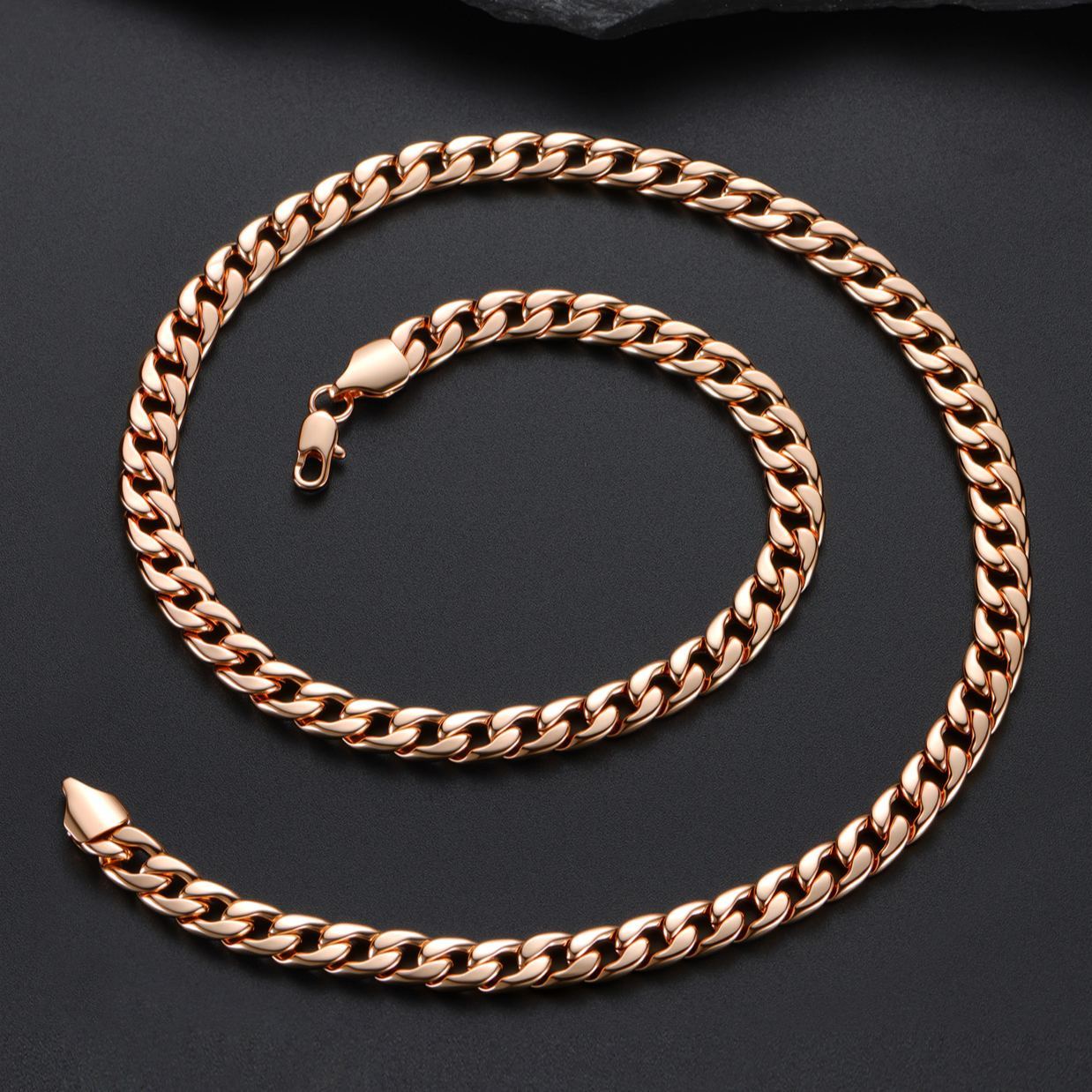 7mm Curb Cuban Link Chain Necklace for Men Women