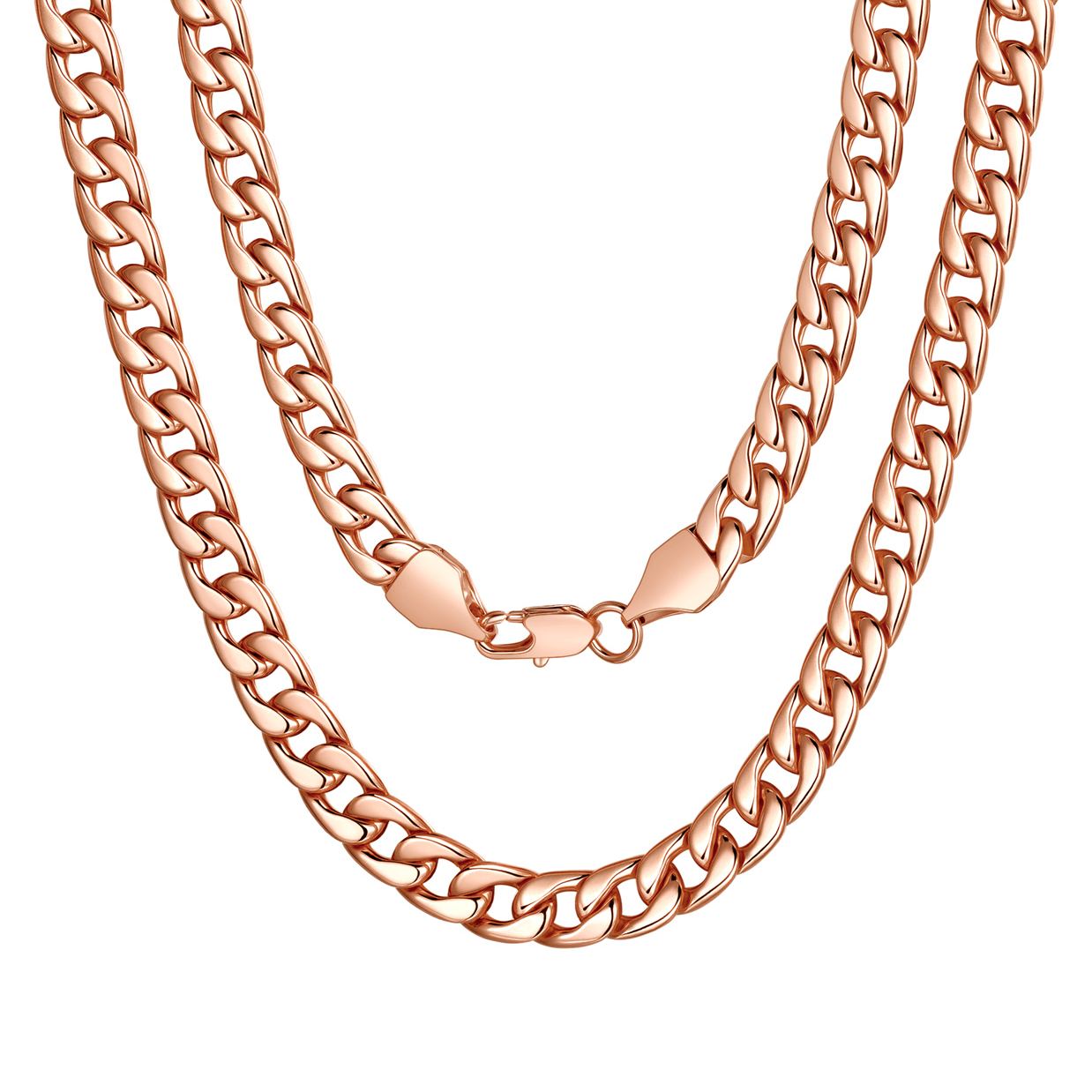 7mm Curb Cuban Link Chain Necklace for Men Women