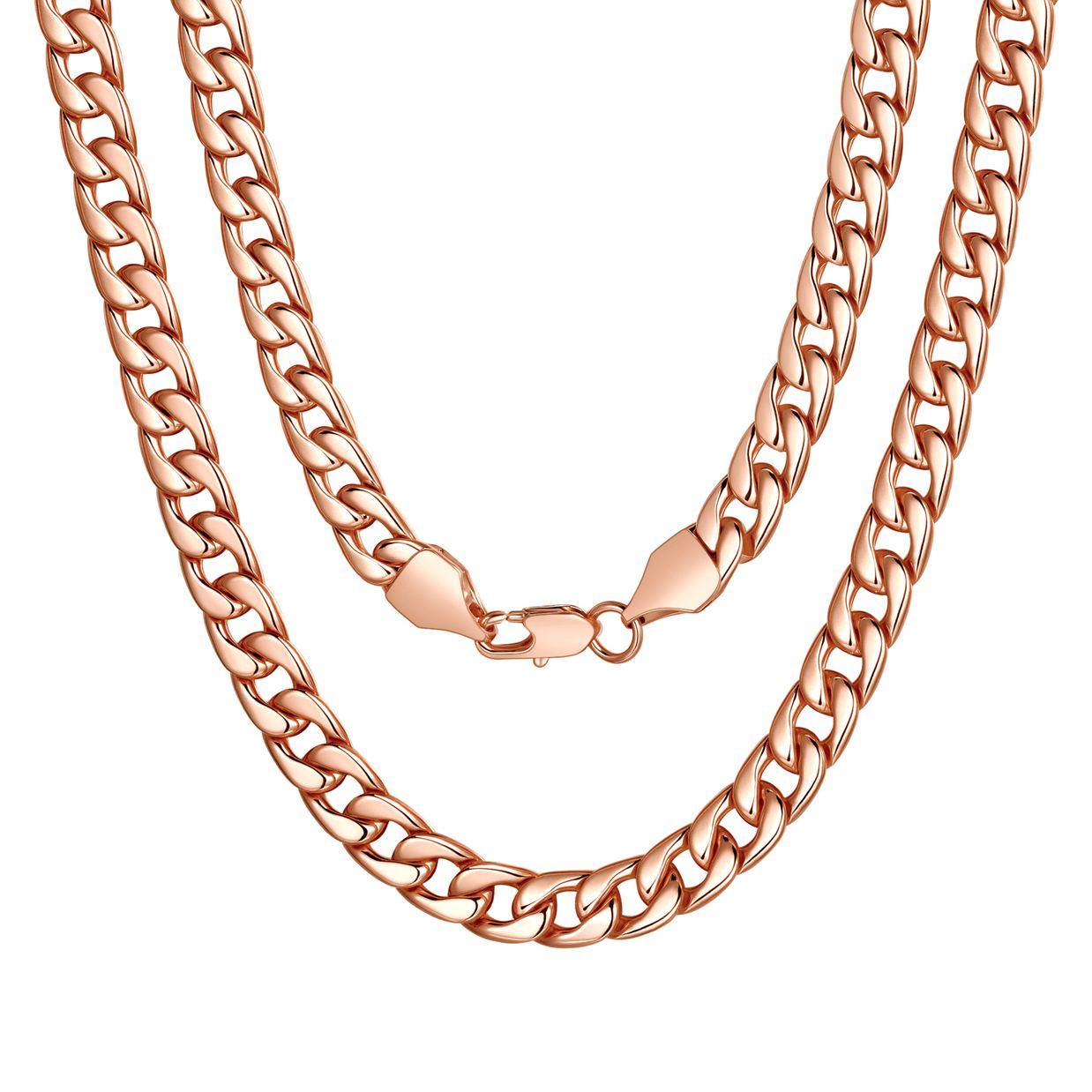 7mm Curb Cuban Link Chain Necklace for Men Women