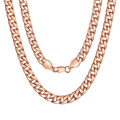 7mm Curb Cuban Link Chain Necklace for Men Women