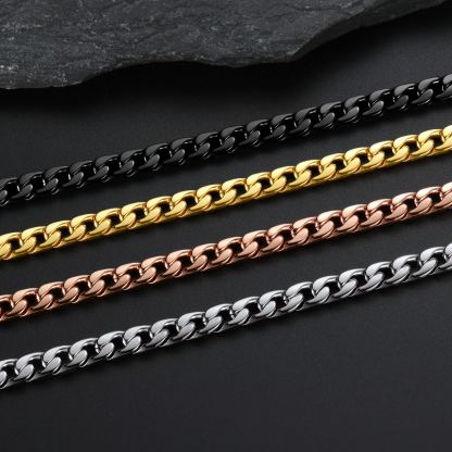 7mm Curb Cuban Link Chain Necklace for Men Women