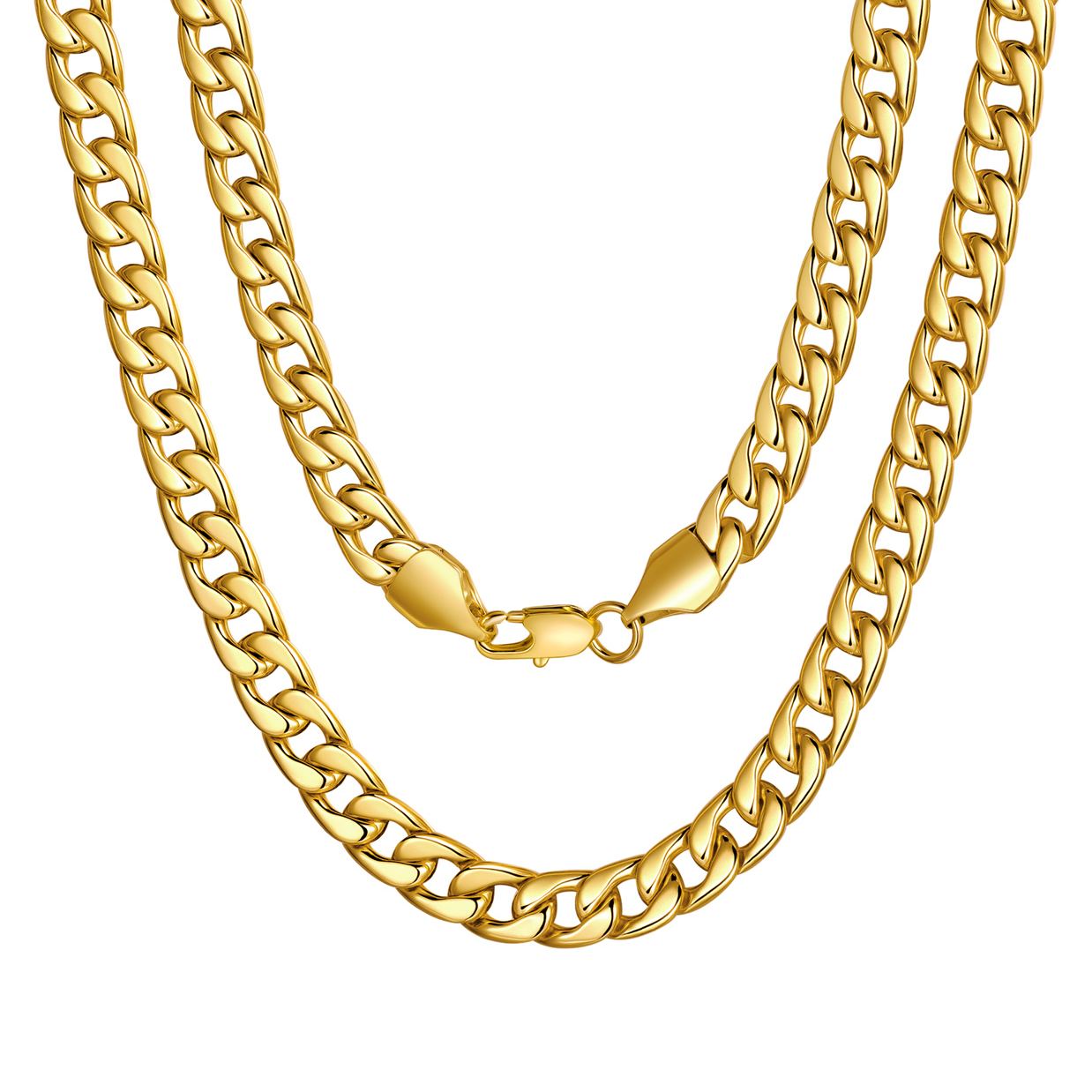 7mm Curb Cuban Link Chain Necklace for Men Women