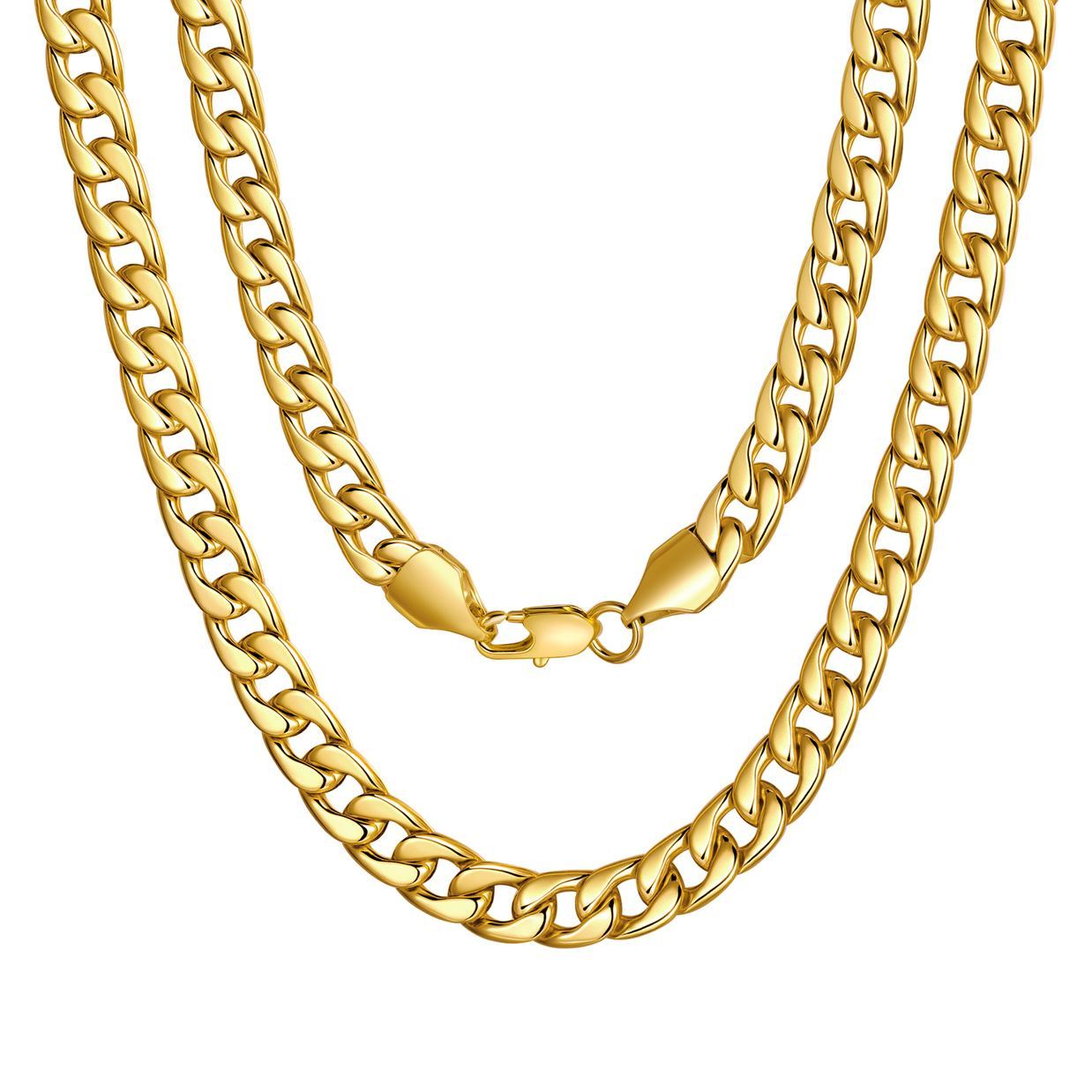 7mm Curb Cuban Link Chain Necklace for Men Women