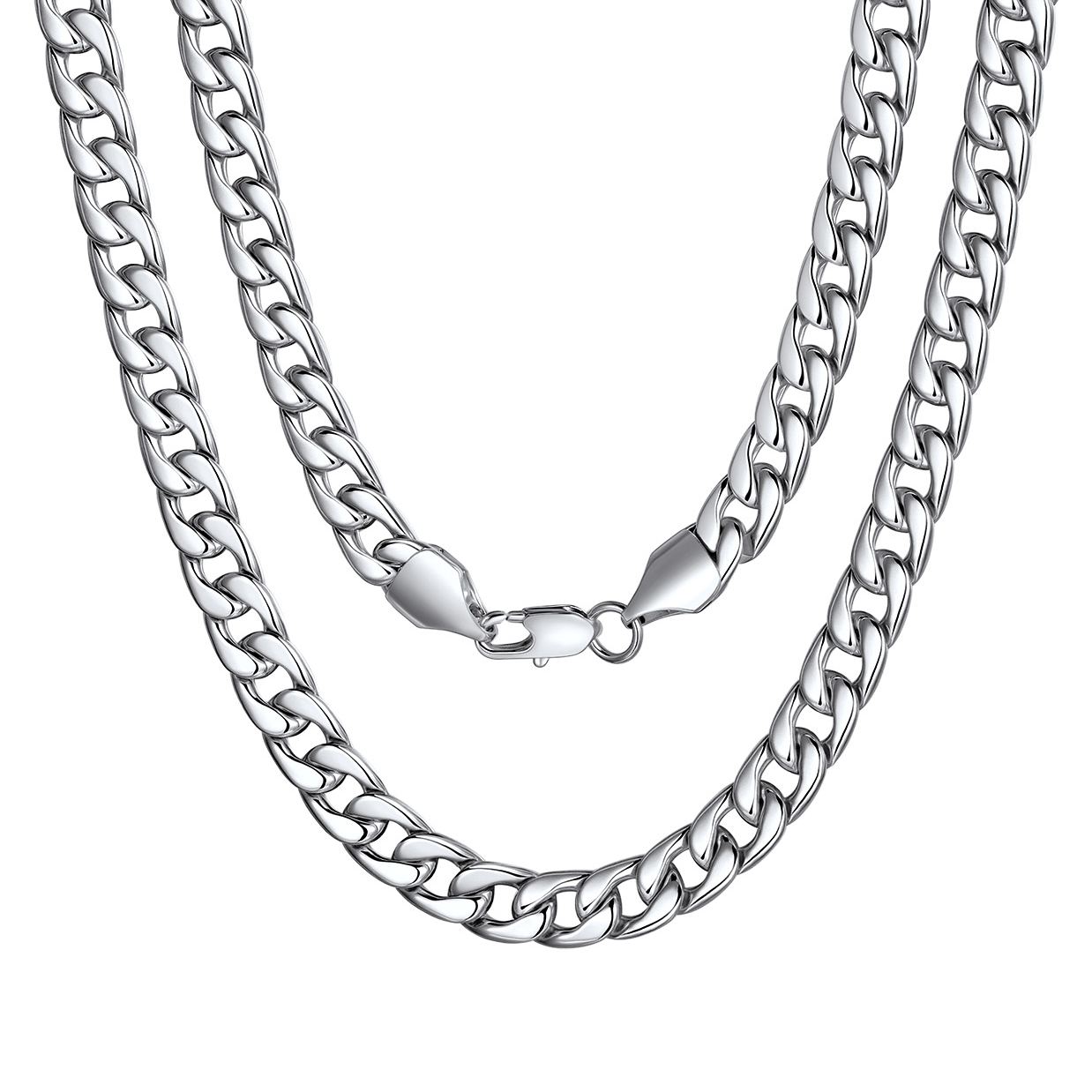 7mm Curb Cuban Link Chain Necklace for Men Women