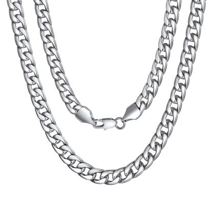 7mm Curb Cuban Link Chain Necklace for Men Women