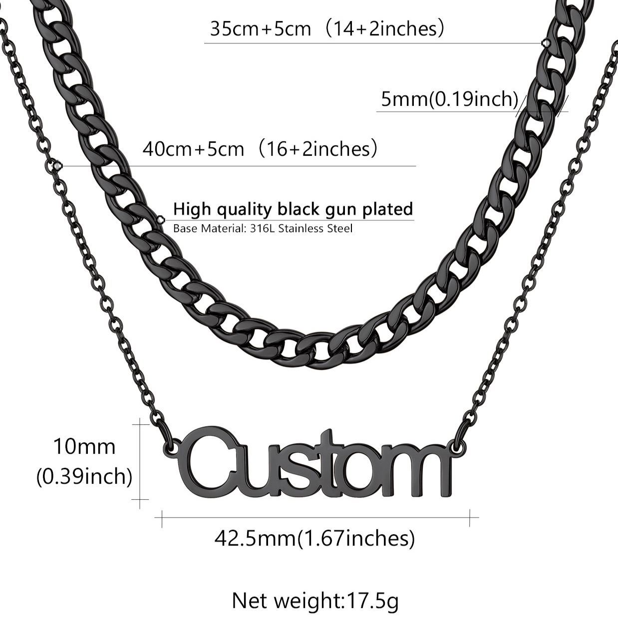 Custom Name Layered Curb Chain For Him&Her