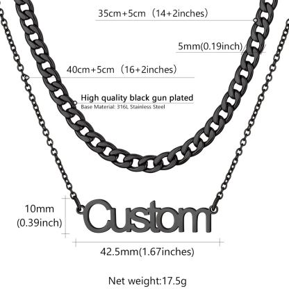 Custom Name Layered Curb Chain For Him&Her