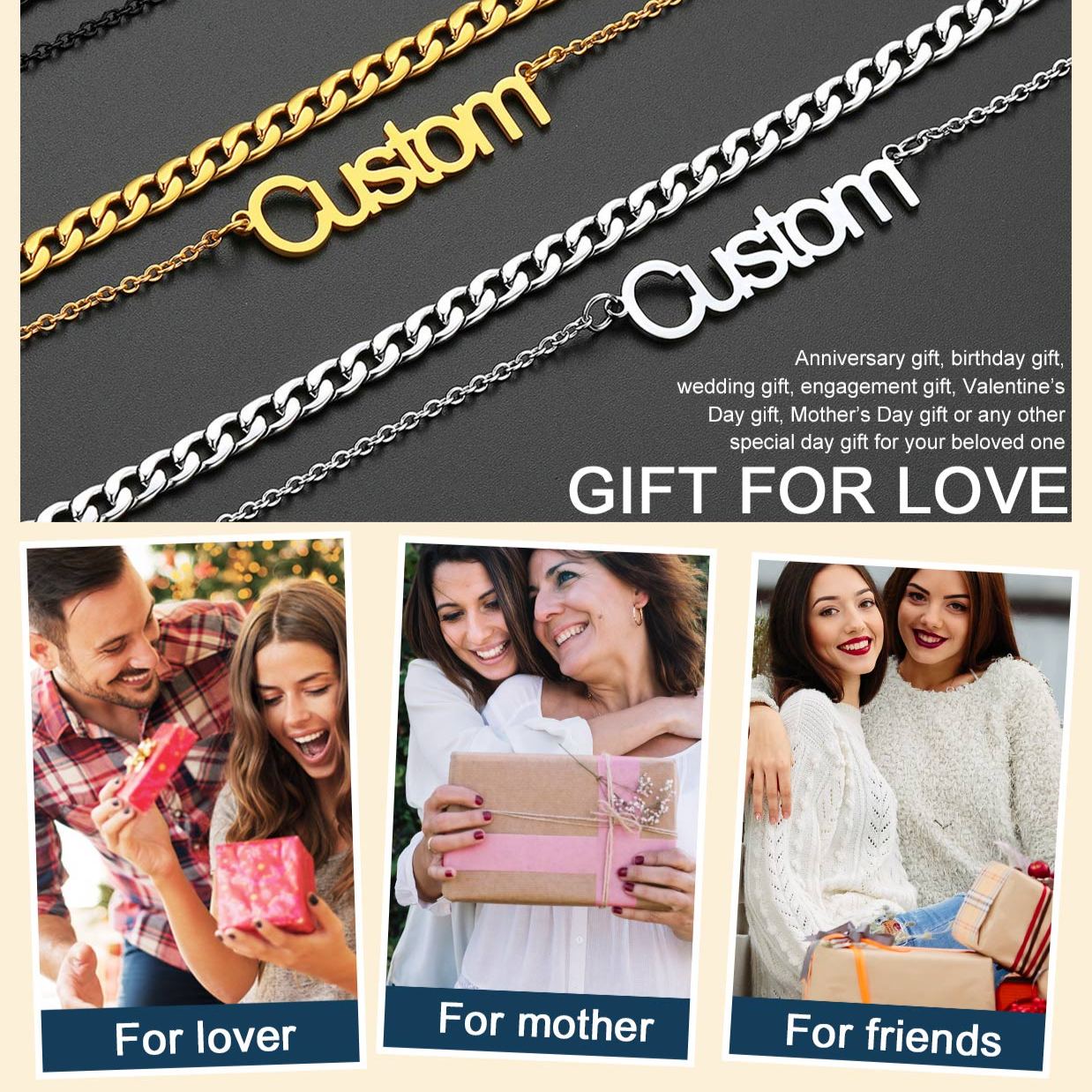 Custom Name Layered Curb Chain For Him&Her