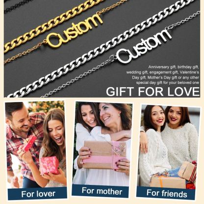 Custom Name Layered Curb Chain For Him&Her