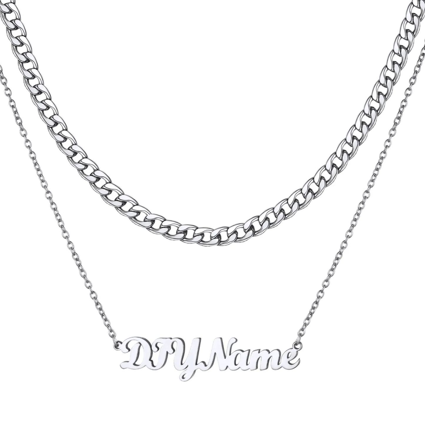 Custom Name Layered Curb Chain For Him&Her